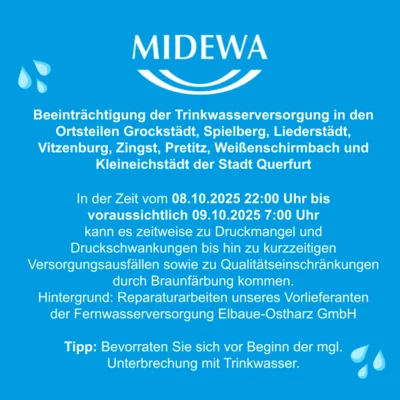 Einschränkungen bei der Wasserversorgung