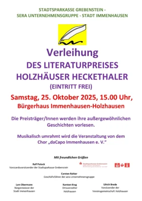 Preisverleihung des 23. Nordhessischen Literaturpreises "Holzhäuser Heckethaler" am 25.10.2025 (Bild vergr&ouml;&szlig;ern)