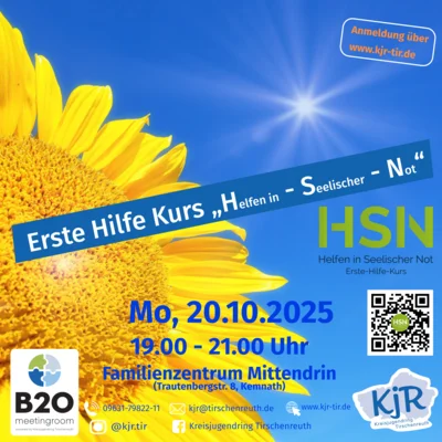 HSN-Kurs "Helfen in seelischer Not" am 20.10.25 um 19 Uhr im Familien- und Bürgerzentrum Mittendrin, Kemnath (Bild vergr&ouml;&szlig;ern)