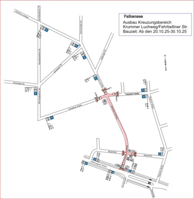 Ab 20. Oktober: Ausbau des Kreuzungsbereiches Krummer Luchweg/Fehrbelliner Straße unter Vollsperrung