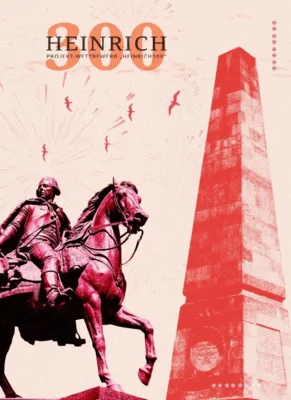 Titelseite des Flyers zum Projekt-Wettbewerb "Heinrich300" auf der das Reiterstandbild des Kronprinzen dargestellt ist (Bild vergrößern)
