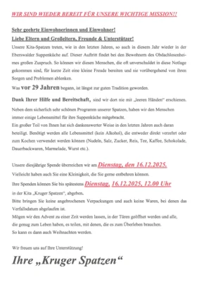 Meldung: Aktion: Spende für die Suppenküche