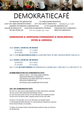 Foto zur Meldung: Demokratie-Café Open Air am 15.11.2025 in Senftenberg Foto zur Meldung: Demokratie-Café Open Air am 15.11.2025 in Senftenberg