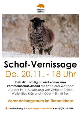 Schaf - Vernissage am 20.11.2025 18:00 Uhr im Tierpark Sassnitz