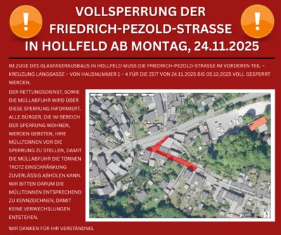 Vollsperrung Friedrich-Pezold-Strße in Hollfeld (Bild vergr&ouml;&szlig;ern)