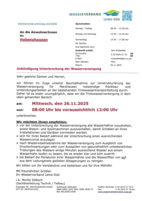 Unterbrechung der Wasserversorgung am 26.11.2025 in Hebenshausen (Bild vergr&ouml;&szlig;ern)