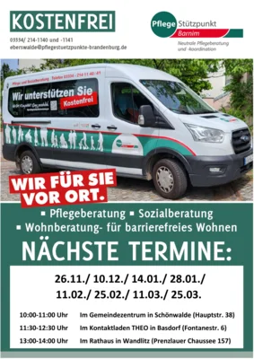 Hilfe für Angehörige: Das mobile Beratungsangebot des Pflegestützpunktes Barnim (Bild vergr&ouml;&szlig;ern)