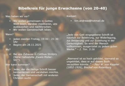 Bibelkreis für junge Erwachsene von 20 - 40 Jahre (Bild vergr&ouml;&szlig;ern)