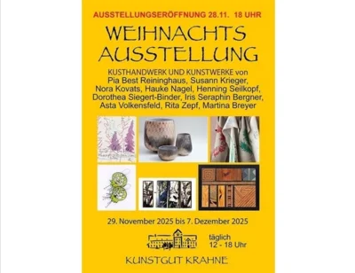 Weihnachtsausstellung im Kunstgut Krahne eröffnet am 28. November (Bild vergr&ouml;&szlig;ern)