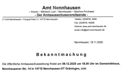 Amtsausschusssitzung des Amtes Nennhausen (Bild vergr&ouml;&szlig;ern)