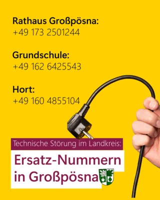 Netzausfall - Ersatznummern für Großpösna