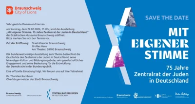 Save The Date:  „Mit eigener Stimme. 75 Jahre Zentralrat der Juden in Deutschland“ (Bild vergr&ouml;&szlig;ern)