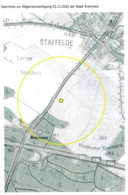 Übersichtskarte des Sperrkreises, Quelle: Ordnungsamt der Stadt Kremmen