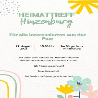 Heimattreff im Bürgerhaus am 27.08.2026 ab 15 Uhr (Bild vergr&ouml;&szlig;ern)