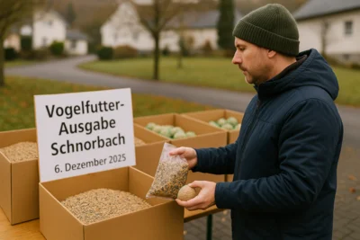 KI-Bild von der Vogelfutterausgabe am 06.12.2025