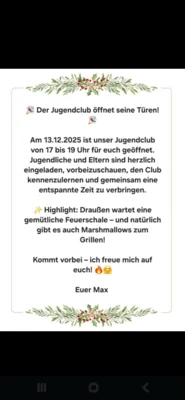 Der Jugendclub öffnet seine Türen!
