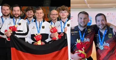 Zwei Medaillen für Deutschland im Team (links) und Doppel Herren. Foto: DBU