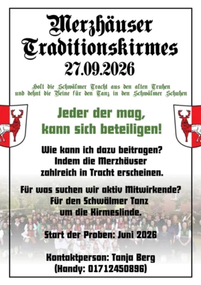 Aufruf Traditionskirmes - Tracht und Schwälmer Tanz am 27.09.2026