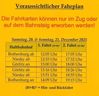 Fahrplan Sonderfahrten der Dampfbahn im Advent 2025 (Bild vergr&ouml;&szlig;ern)