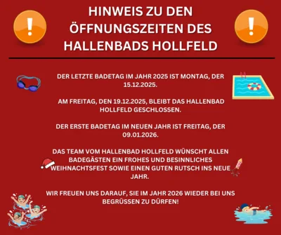 Hinweis zu den Öffnungszeiten des Hallenbads Hollfeld (Bild vergr&ouml;&szlig;ern)