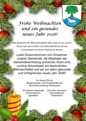 Weihnachtsgruß der Gemeinde Rückersdorf
