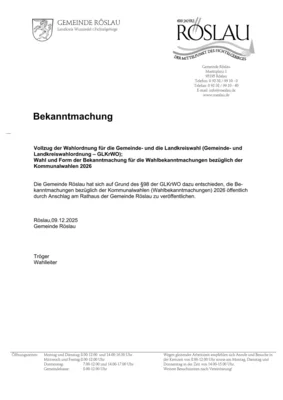 Bekanntmachung über die Form der Bekanntmachung zur Gemeinderatswahl 2026 (Bild vergr&ouml;&szlig;ern)