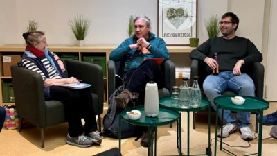 v.l.n.r.: Gudrun Pinn, Stefan Taschner, Philipp Freisleben (Foto: Grüne Spandau)