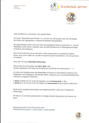 Elternbrief zum Basketball-Aktionstag - zur besseren Lesbarkeit finden Sie ihn auch noch einmal unter "Downloads".