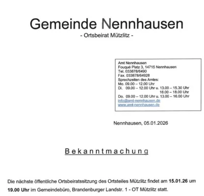 Ortsbeiratssitzung Mützlitz