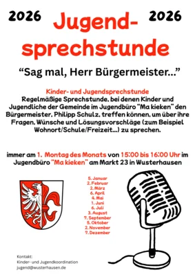 Vorschaubild zur Meldung: Kinder- und Jugendsprechstunde mit dem Bürgermeister - Termine 2026