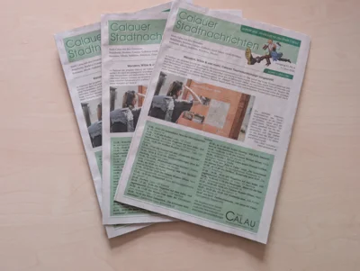 Foto: Titelseite der aktuellen Ausgabe der Calauer Stadtnachrichten inkl. Amtsblatt. Foto zur Meldung: Neue Ausgabe der Calauer Stadtnachrichten inkl. Amtsblatt