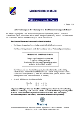 Unterrichtung der Bevölkerung über den Standortübungsplatz Parow (Bild vergr&ouml;&szlig;ern)