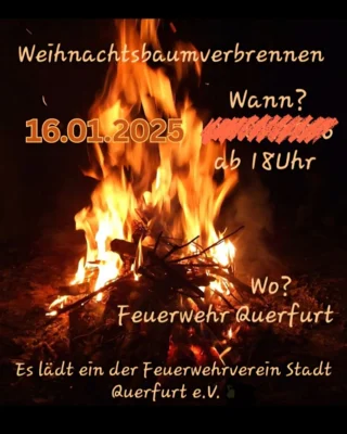 Weihnachtsbaumverbrennen verschoben auf den 16.01.2026