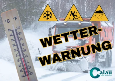 Foto: Aktuell warnt die Stadt Calau vor markanter Wetterlage am Freitag, 9. Dezember. Grafik: Stadt Calau Foto zur Meldung: Schnee, Glätte, Sturm: Warnung vor markanter Wetterlage am Freitag