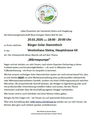 Bürger-Solar-Stammtisch im Vereinshaus Steina (Bild vergr&ouml;&szlig;ern)
