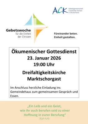 Herzliche Einladung zum ökumenischen Gottesdienst