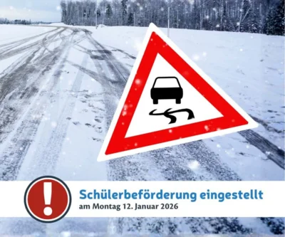 Schülerbeförderung für Montag, 12.01.2026 eingestellt. (Bild vergr&ouml;&szlig;ern)