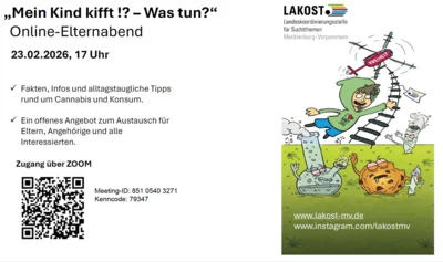 „Mein Kind kifft!? – Was tun?“ Online-Elternabend