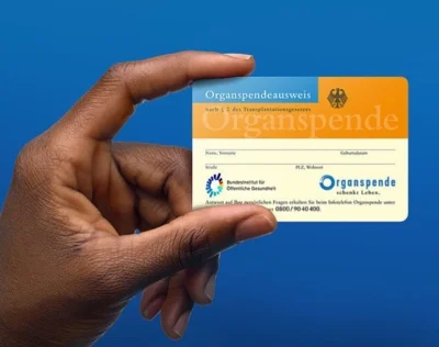 Abbildung Organspendeausweis (Muster)