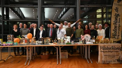 Foto: Aussteller beim Pressetermin © Landkreis Teltow-Fläming Foto zur Meldung: TF auf der Internationalen Grünen Woche