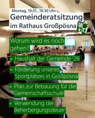 Einladung zur Gemeinderatssitzung am 19. Januar 2026