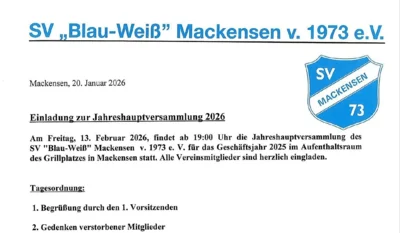 Jahreshauptversammlung am 13. Februar (Bild vergr&ouml;&szlig;ern)