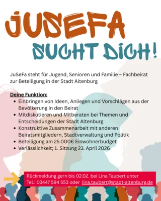 Altenburg sucht engagierte Stimmen für den JuSeFa-Beirat (Bild vergr&ouml;&szlig;ern)