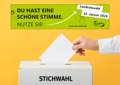 Foto: Am Sonntag findet die Stichwahl zu Wahl der Landrätin/Wahl des Landrates Oberspreewald-Lausitz statt. Grafik: Stadt Calau Foto zur Meldung: Alle Informationen zur Stichwahl am 25. Januar 2026