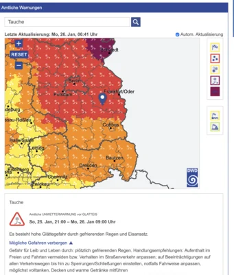 amtliche Wetterwarnung für Tauche