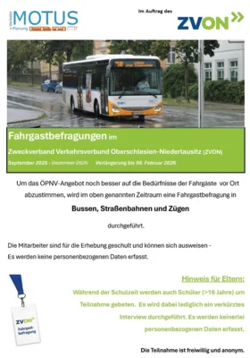 Fahrgastbefragungen im Zweckverband Verkehrsverbund Oberschlesien-Niederlausitz (ZVON)