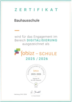 Auszeichnung zur fobizz Schule 2025/2026