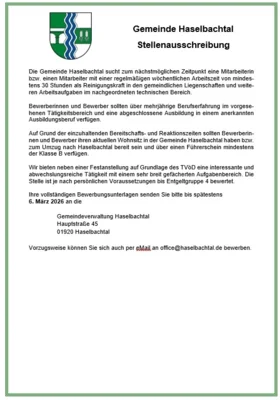 Stellenausschreibung (Bild vergr&ouml;&szlig;ern)