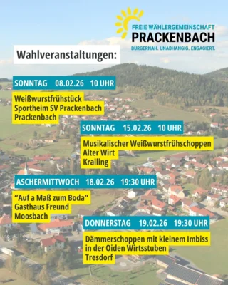 Foto zur Meldung: Wahlveranstaltungen der FWG Prackenbach und Bürgermeisterkandidat Eckl Andreas Foto zur Meldung: Wahlveranstaltungen der FWG Prackenbach und Bürgermeisterkandidat Eckl Andreas