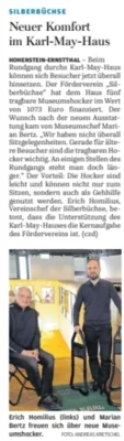 Silberbüchse finanziert für Karl-May-Haus tragbare Museumshocker (Bild vergr&ouml;&szlig;ern)
